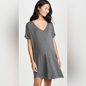 HATCH Maternity One Size Jersey Knit Bamboo Viscose Mini Dress Stretch Charcoal